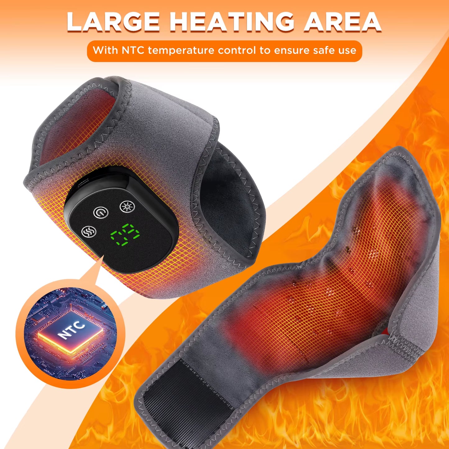 Electric Foot & Ankle Massager - 3/5 Vibration Gears with Hot Compress Ankle Wrap Brace for Muscle Relaxation & Health Care